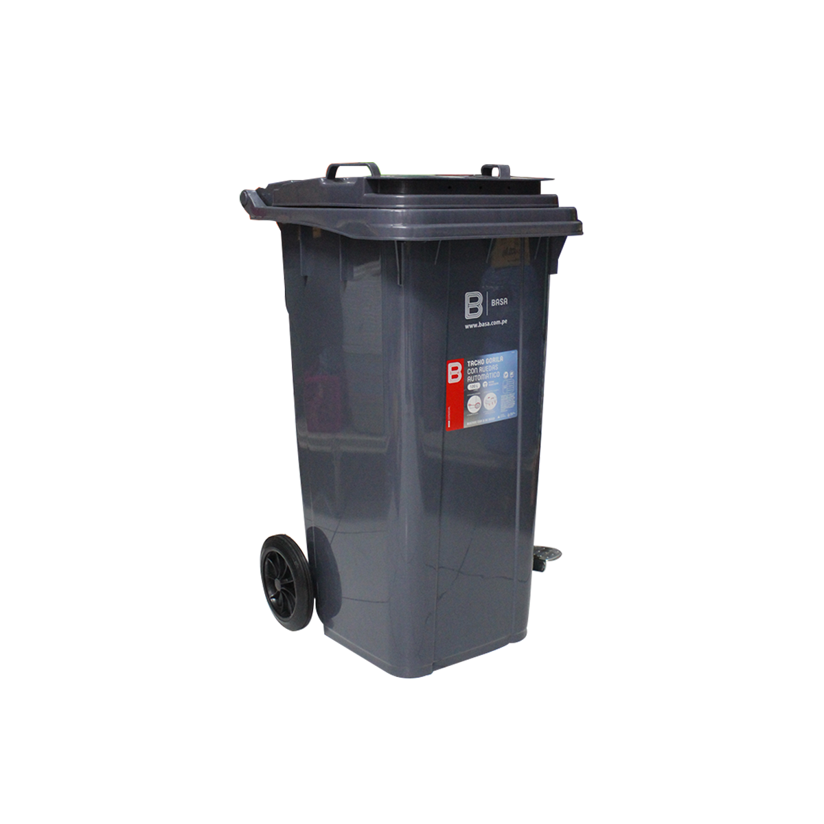 Contenedor tacho Gorila con ruedas y pedal 120 Lts
